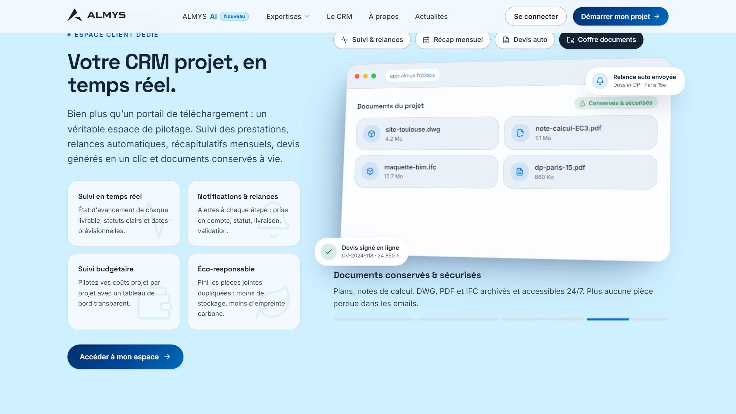 L'espace client, présenté