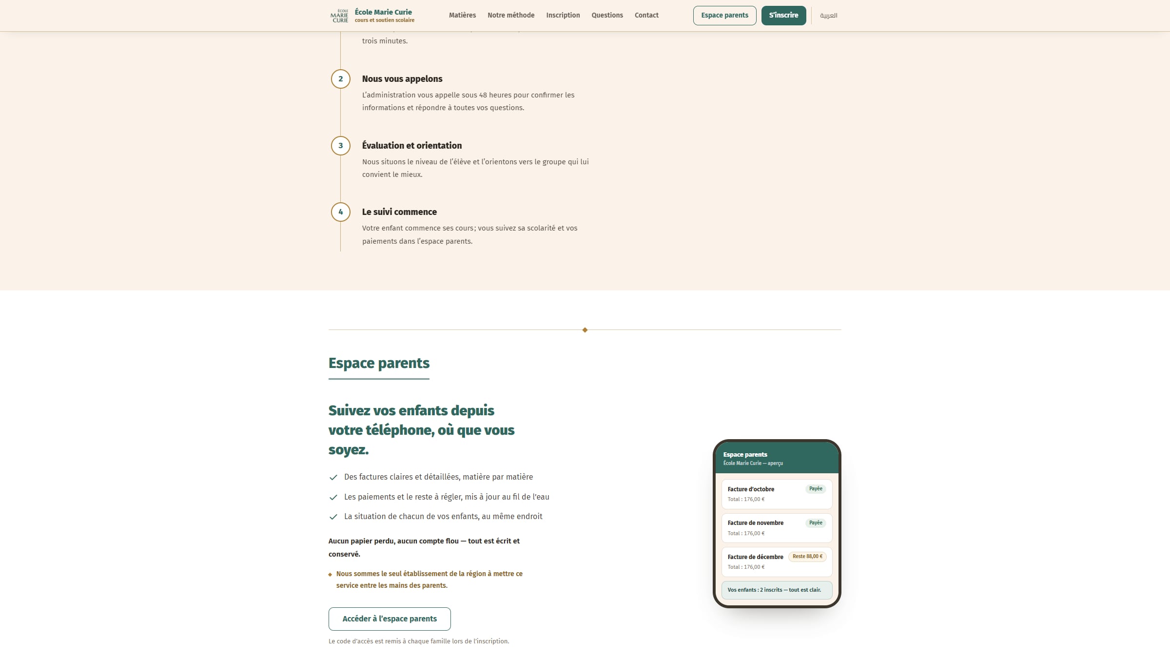 L'espace parents, présenté