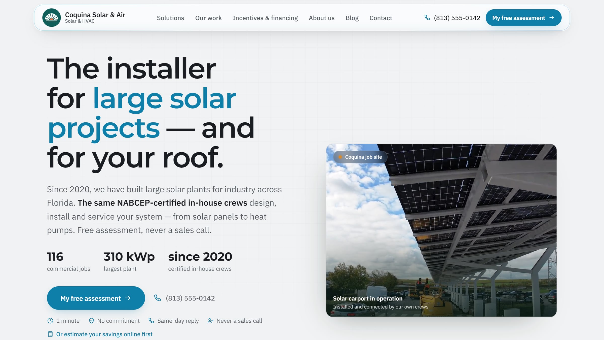 The homepage, with finished jobs as proof